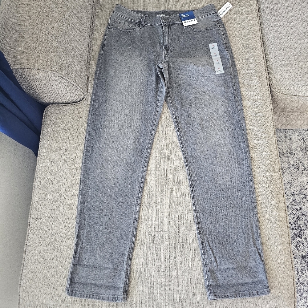 Old Navy Mid Rise Wow Boyfriend Ankle Gray Denim Jeans Size 8